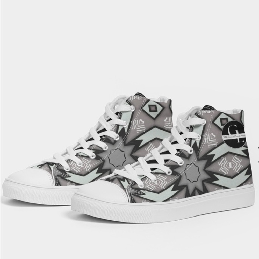 Stylish Gray Patterned High-Top Sneakers